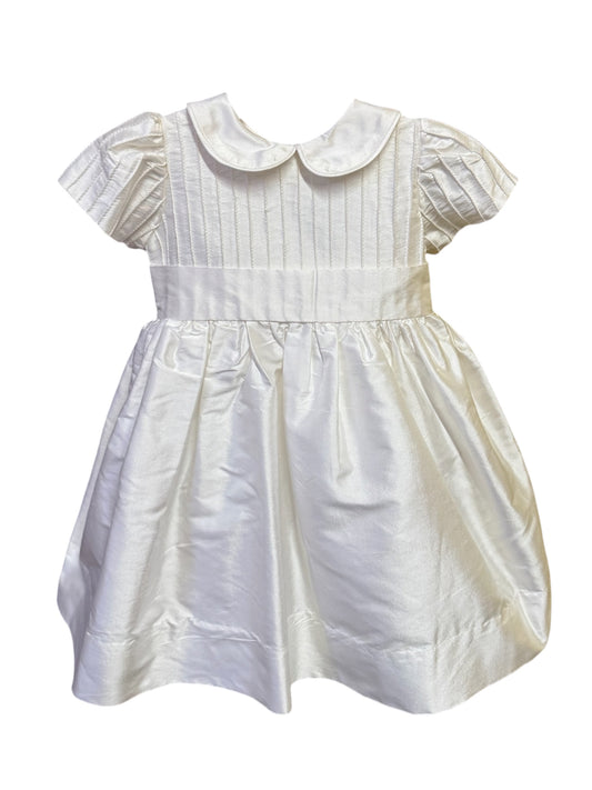 White Silk Pintuck Day Dress- Infant