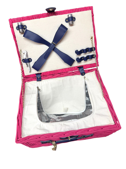 Pink Wicker Picnic Basket