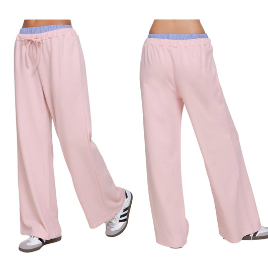 Pink Boxer Contrast Pants