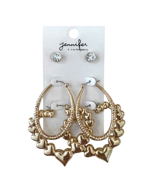 3pc Gold Earrings Set