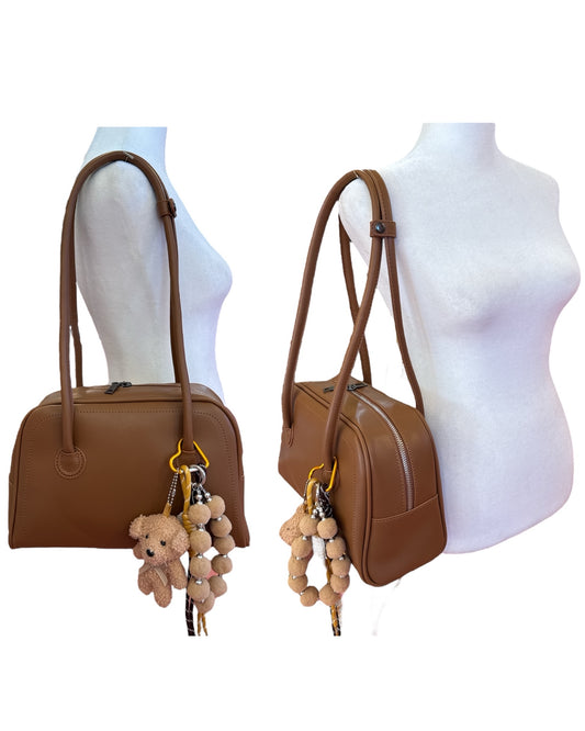 Faux Leather Boxy Shoulder Bag