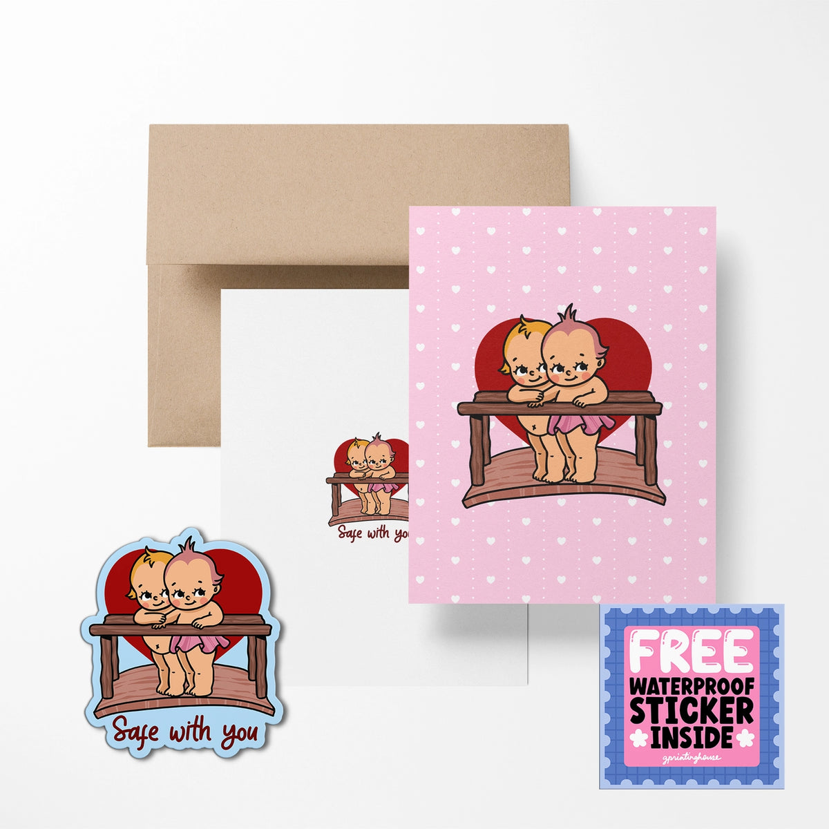 Retro Babies Greeting Card
