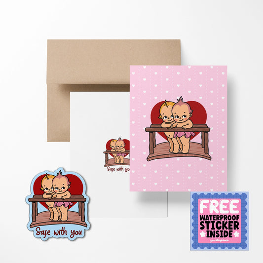 Retro Babies Greeting Card