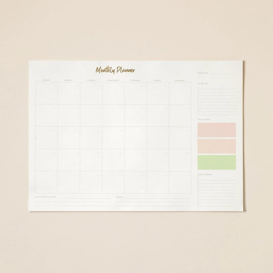 Undated Monthly Desk Planner